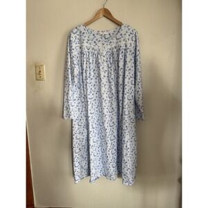 eileen west nightgown xl Cotton Blue Floral Long Sleeve